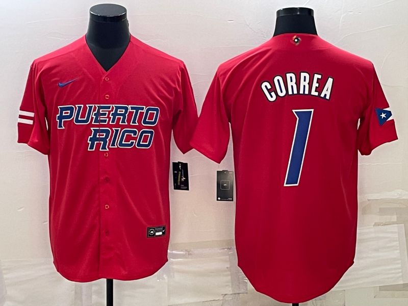 Men 2023 World Cub 1 Correa Red Nike MLB Jersey9